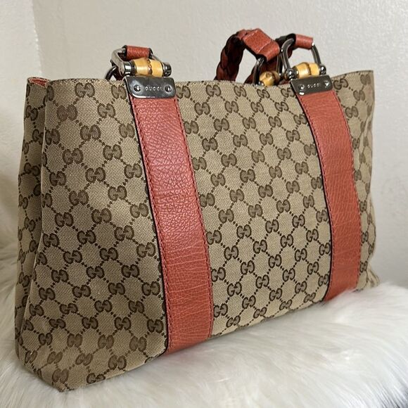 💯Authentic Gucci Tote Handbag with Bamboo 🍀 - Picture 3 of 15